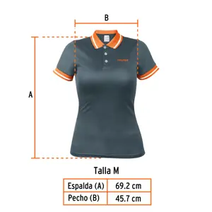 Playera polo performance para mujer, gris, M, Truper