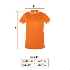 Playera polo performance para hombre, naranja, CH, Truper