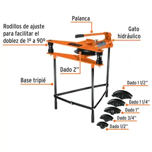 Truper Doblador hidráulico p/tubo, horizontal con tripié, 12 ton