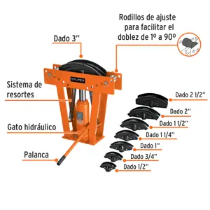 Doblador hidráulico para tubo, 16 ton, Truper