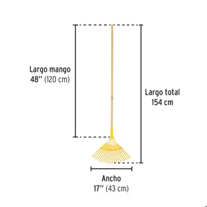 Pretul Escoba metálica para jardín, curva, 20 dientes, mango 48