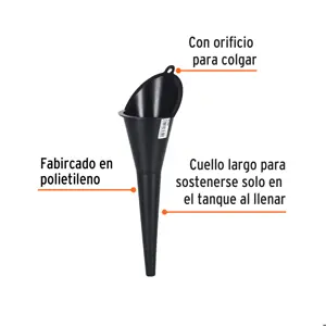 Embudo plástico 250 ml, cuello rígido, Truper