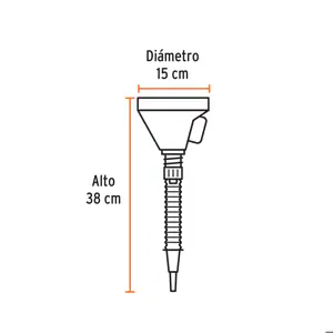 Embudo plástico 500 ml, cuello flexible con filtro, Truper