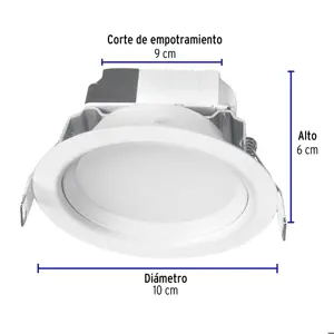 Luminario LED empotrado redondo de 5 W, luz de día, Volteck