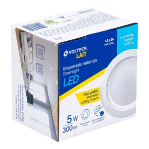 Luminario LED empotrado redondo de 5 W, luz de día, Volteck