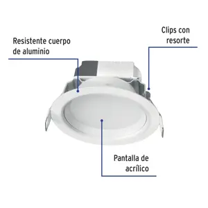 Luminario LED empotrado redondo de 5 W, luz cálida, Volteck