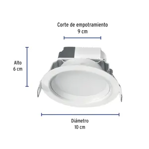 Luminario LED empotrado redondo de 5 W, luz cálida, Volteck