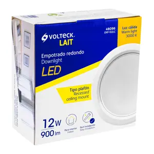 Luminario LED empotrado redondo de 12 W, luz cálida, Volteck