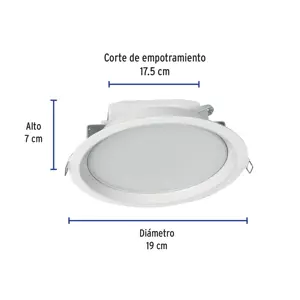 Luminario LED empotrado redondo de 12 W, luz cálida, Volteck