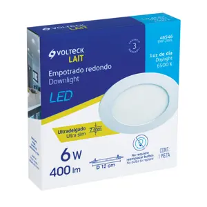 Volteck Luminario ultradelgado redondo p/empotrar 6W, luz de día