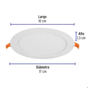 Volteck Luminario ultradelgado redondo p/empotrar 12W, luz de día