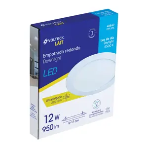 Volteck Luminario ultradelgado redondo p/empotrar 12W, luz de día