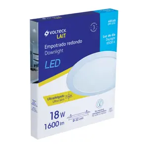 Volteck Luminario ultradelgado redondo p/empotrar 18W, luz de día