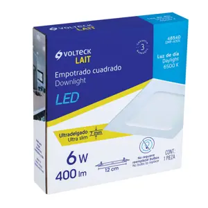 Volteck Luminario ultradelgado cuadrado p/empotrar 6W, luz de día