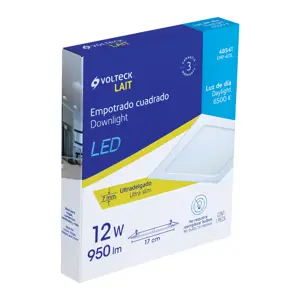 Volteck Luminario ultradelgado cuadrado p/empotrar 12W, luz de día