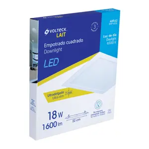 Volteck Luminario ultradelgado cuadrado p/empotrar 18W, luz de día