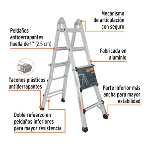 Truper Multiescalera telescópica,3.2 m,capacidad de carga 150 kg