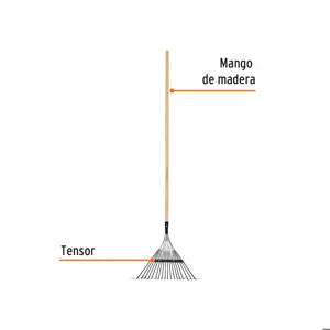 Truper Escoba metálica para jardín, recta, 18 dientes, mango 48