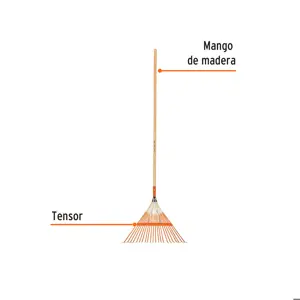 Truper Escoba metálica para jardín,recta, 22 dientes, mango 48