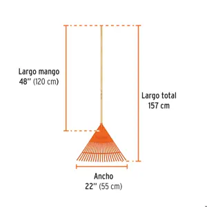 Truper Escoba plástica para jardín, flexible, 22 dientes, mango 48