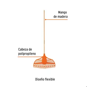 Truper Escoba plástica para jardín, flexible, 23 dientes, mango 48