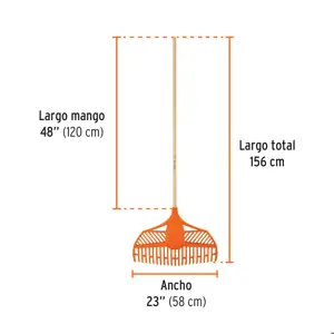 Truper Escoba plástica para jardín, flexible, 23 dientes, mango 48