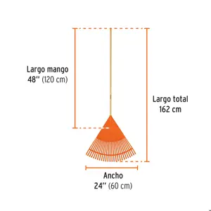 Truper Escoba plástica para jardín, flexible, 26 dientes, mango 48