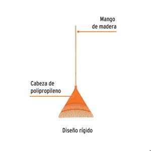 Truper Escoba plástica para jardín, rígida, 26 dientes, mango 48