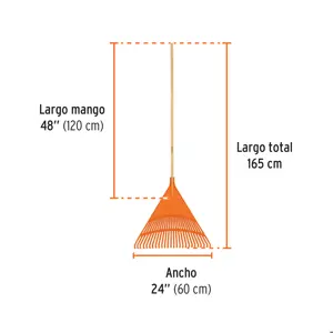 Truper Escoba plástica para jardín, rígida, 26 dientes, mango 48