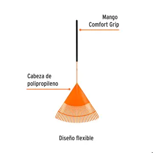 Truper Escoba plástica para jardín, flexible, 30 dientes, mango 48