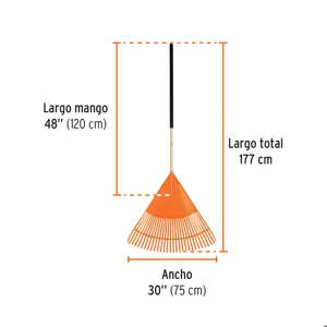 Truper Escoba plástica para jardín, flexible, 30 dientes, mango 48