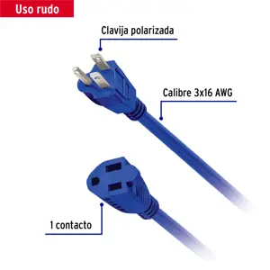 Extensión de uso rudo aterrizada 15 m 3x16 AWG, Volteck