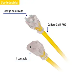 Extensión reforzada aterrizada 4 m 3x14 AWG, Volteck