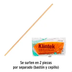 Klintek Escoba mediana tipo cepillo, cerdas de PVC, bastón de madera