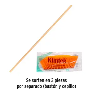 Klintek Escoba grande tipo cepillo, cerdas de PVC, bastón de madera