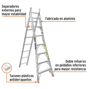 Escalera de combinación, tipo ll, 15 escalones, Truper