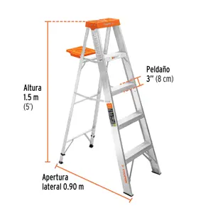 Escalera de tijera tipo ll 4 peldaños y bandeja, Truper