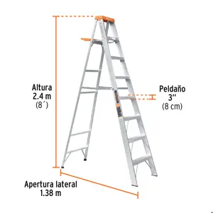 Escalera de tijera tipo II 7 peldaños y bandeja, Truper