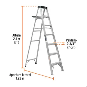 Escalera de tijera tipo III 6 escalones y bandeja, Truper