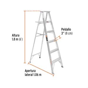 Escalera de tijera 100% aluminio tipo ll 5 peldaños, Truper