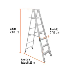 Escalera de tijera 100% aluminio tipo ll 6 peldaños, Truper