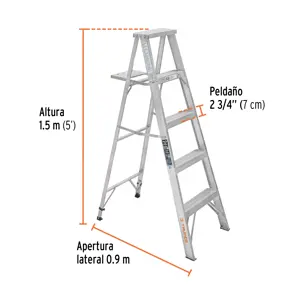 Escalera de tijera 100% aluminio tipo lll 4 peldaños, Truper