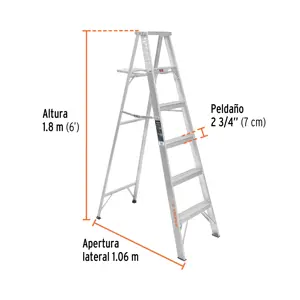 Escalera de tijera 100% aluminio tipo lll 5 peldaños, Truper