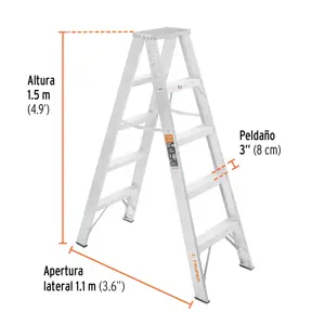 Escalera de tijera doble, tipo ll, 4 escalones, Truper