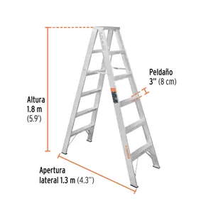 Escalera de tijera doble, tipo ll, 5 escalones, Truper