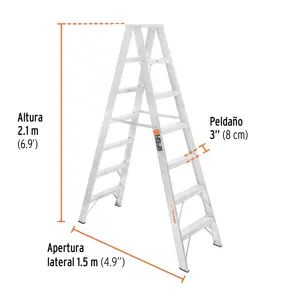 Escalera de tijera doble, tipo ll, 6 escalones, Truper