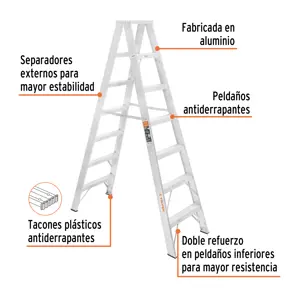 Escalera de tijera doble, tipo ll, 6 escalones, Truper