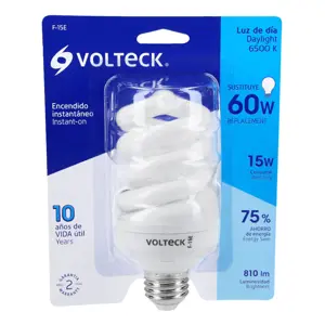 Lámpara espiral T4 15 W luz de día en blíster, Volteck