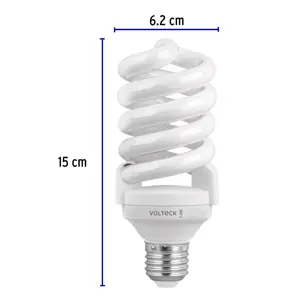 Pack 2 lámparas espiral T4 24 W luz de día, blíster, Volteck