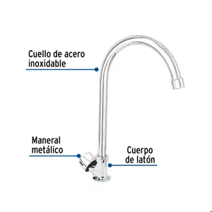 Llave individual para fregadero, cuello curvo, Foset Basic